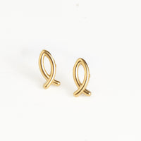 Waterproof Earrings Narelle Ichthy Studs in Gold & Steel