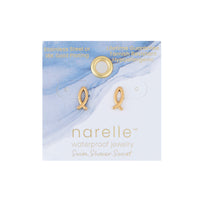 Waterproof Earrings Narelle Ichthy Studs in Gold & Steel