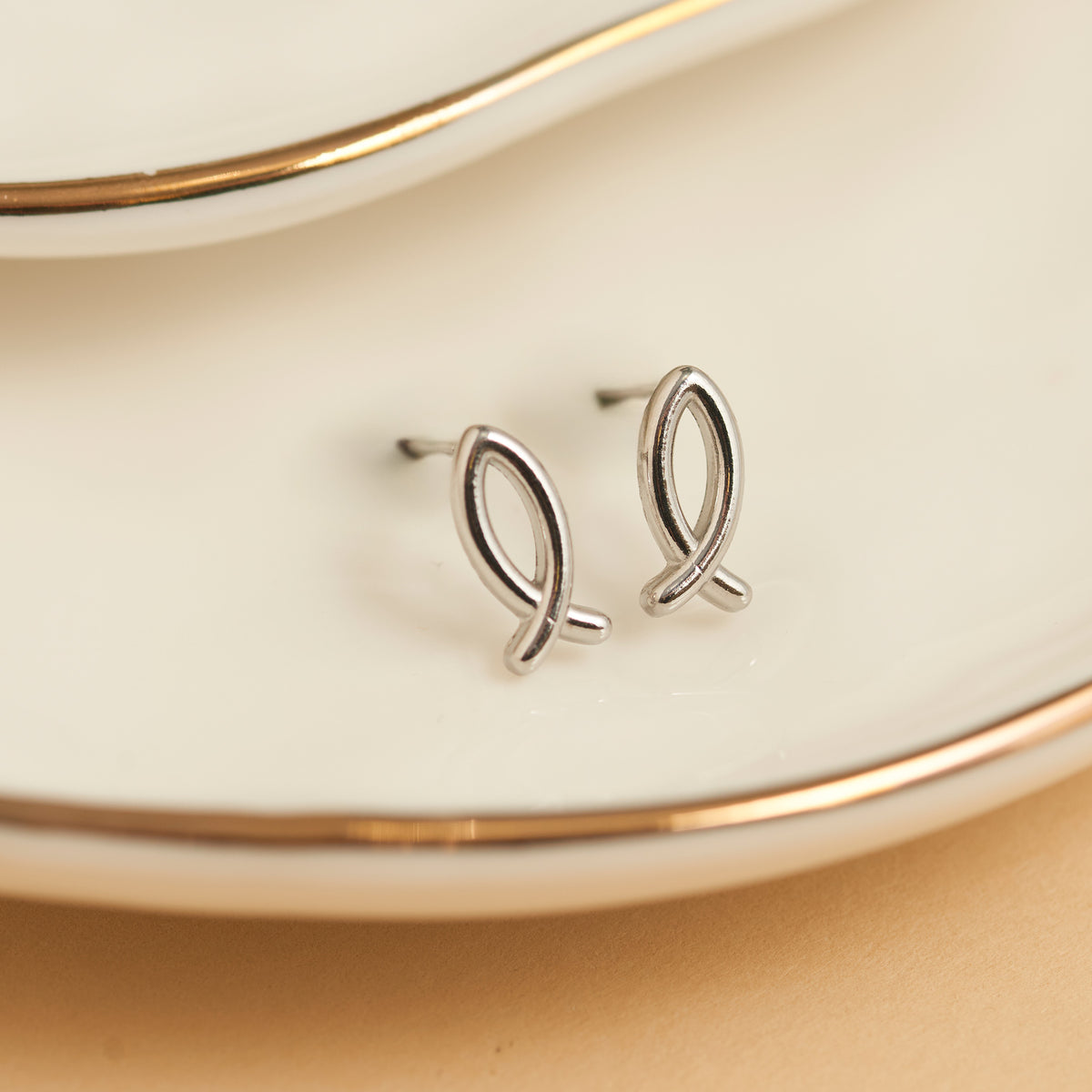 Waterproof Earrings Narelle Ichthy Studs in Gold & Steel