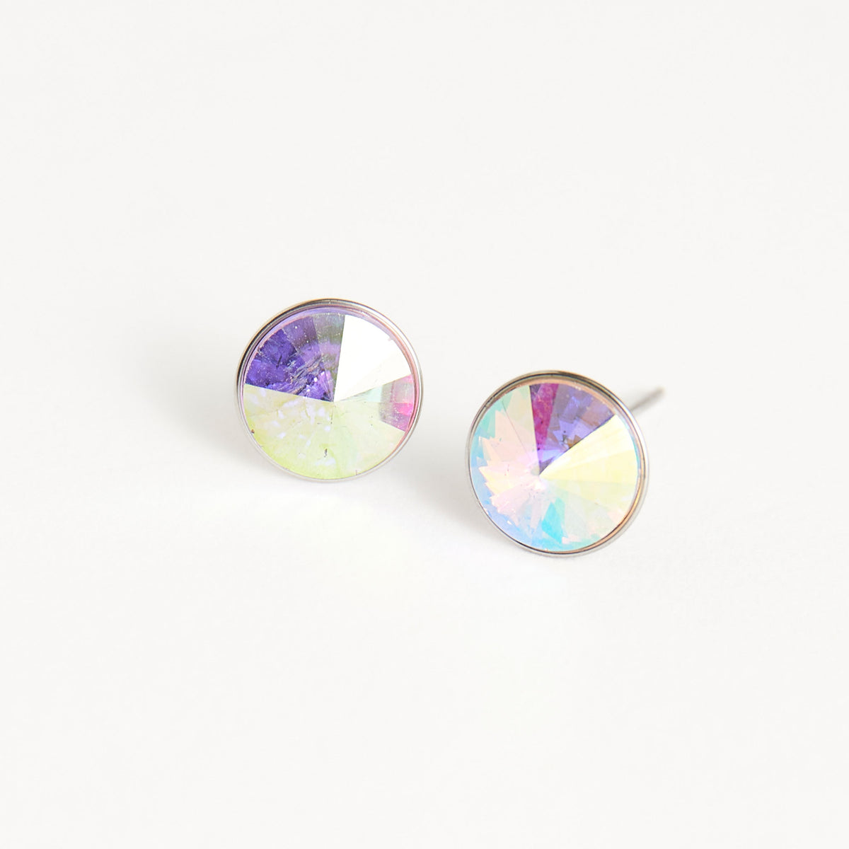 Waterproof Earrings Narelle Rivoli Crystal Studs in Steel