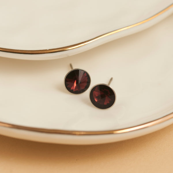 Waterproof Earrings Narelle Rivoli Crystal Studs in Steel