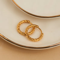 Waterproof Earrings Narelle Hammered Huggie Hoop