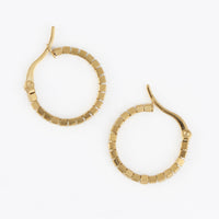 Waterproof Earrings Narelle Square Beaded Hoop in Gold & Steel