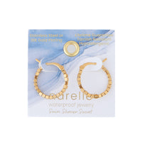 Waterproof Earrings Narelle Square Beaded Hoop in Gold & Steel
