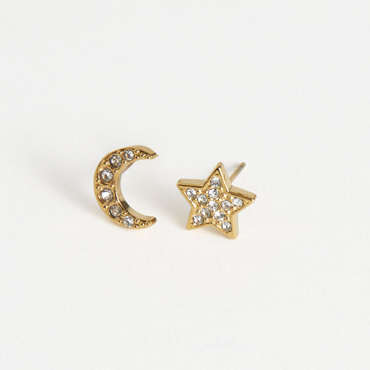 Waterproof Earrings Narelle Pave Star & Moon Stud