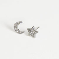 Waterproof Earrings Narelle Pave Star & Moon Stud