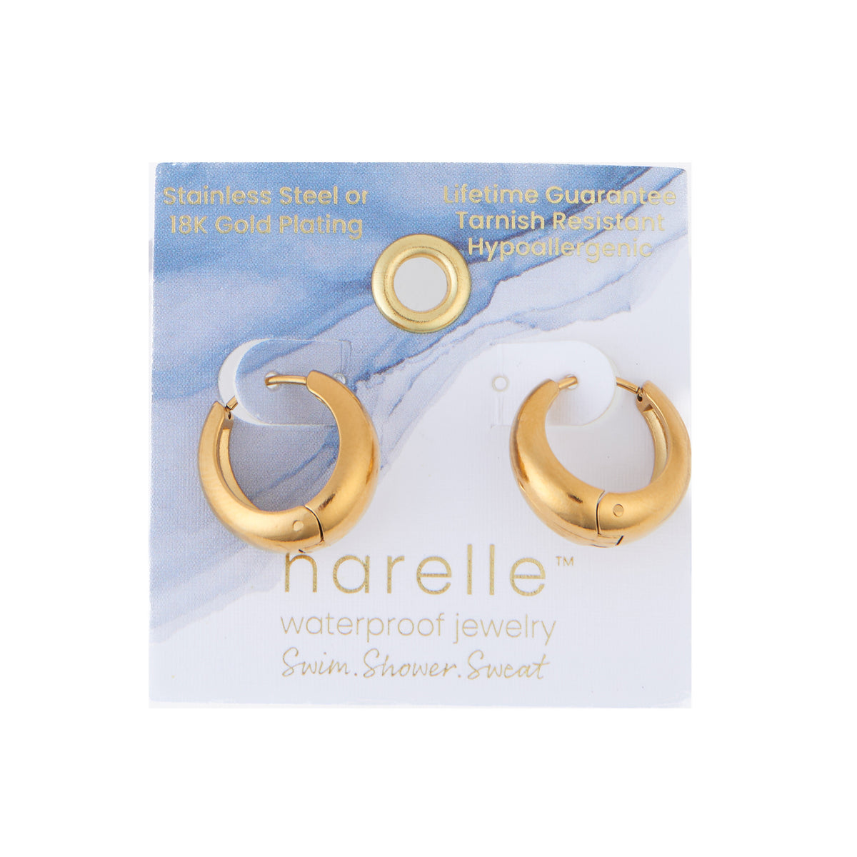 Waterproof Earrings Graduated Hoop in Gold & Steel Narelle
