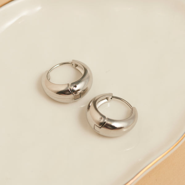 Waterproof Earrings Graduated Hoop in Gold & Steel Narelle