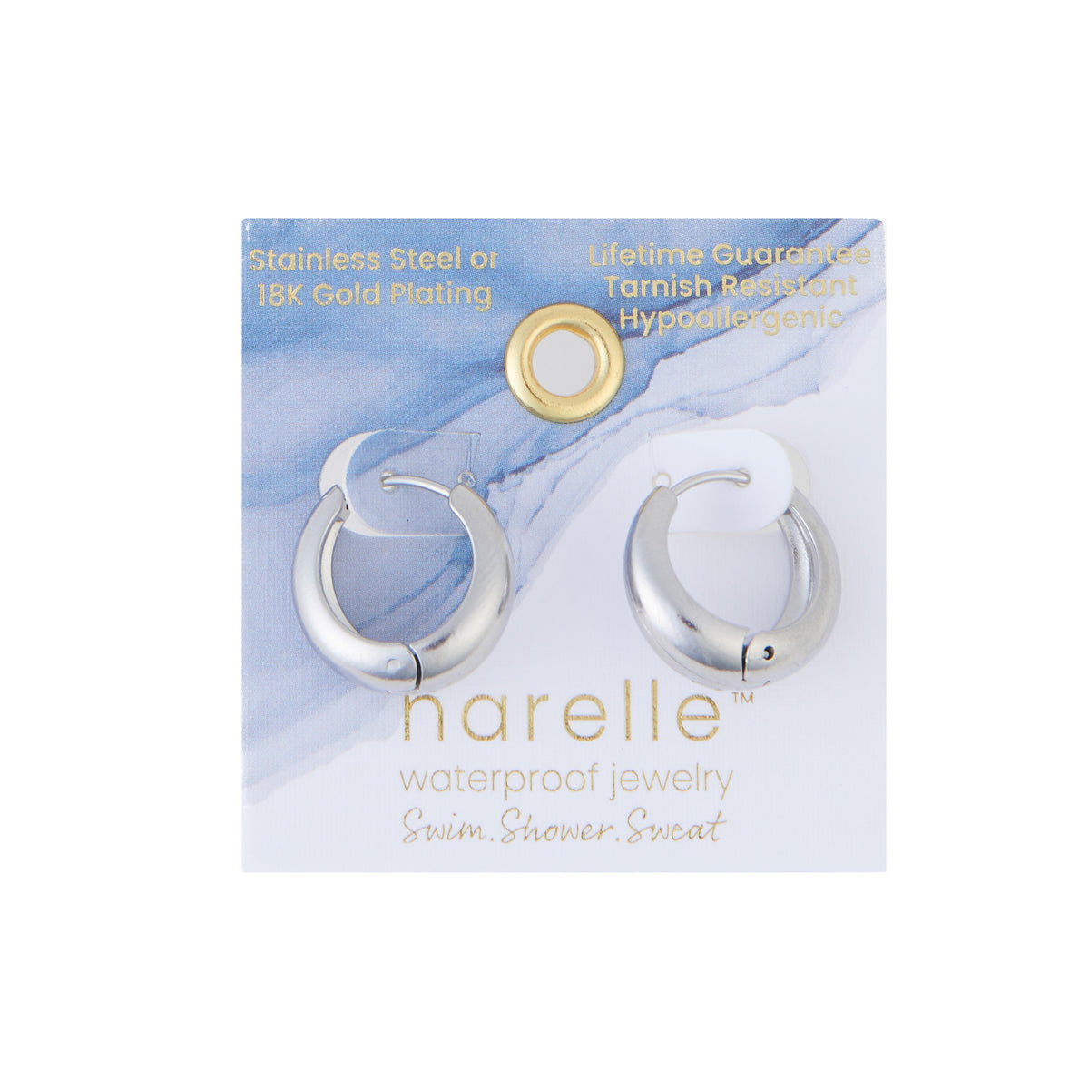 Waterproof Earrings Graduated Hoop in Gold & Steel Narelle