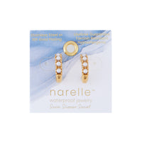 Waterproof Earrings Narelle Pearl C-Hoop Gold & Steel