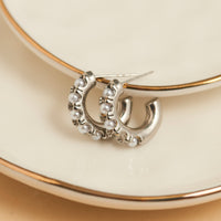 Waterproof Earrings Narelle Pearl C-Hoop Gold & Steel