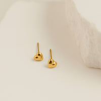 Waterproof Earrings Narelle Puffy Heart Studs in Gold & Steel