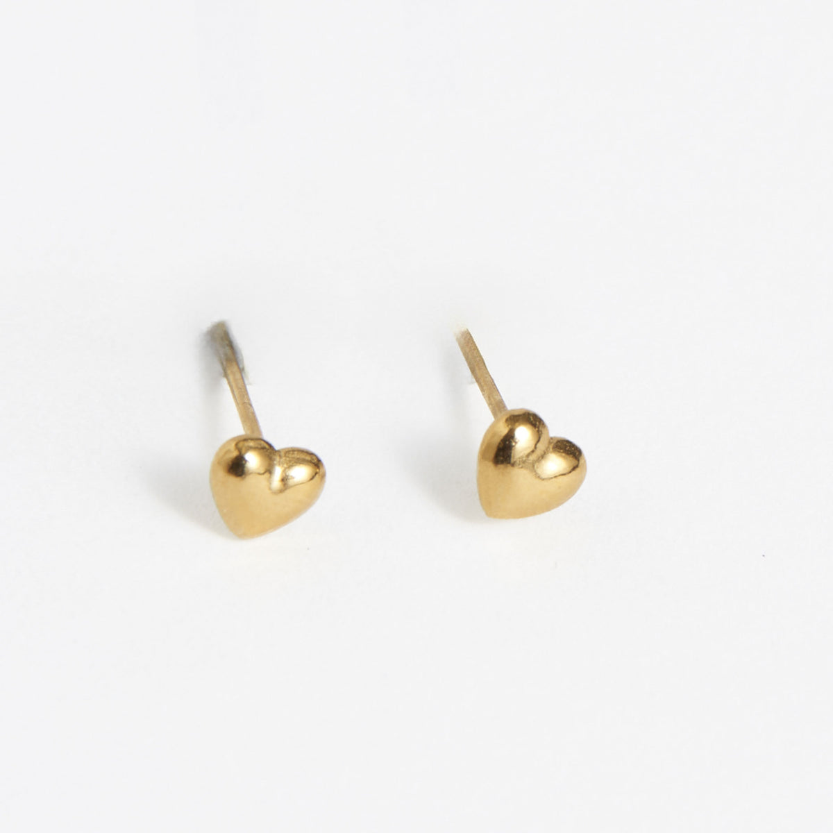 Waterproof Earrings Narelle Puffy Heart Studs in Gold & Steel