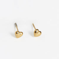 Waterproof Earrings Narelle Puffy Heart Studs in Gold & Steel