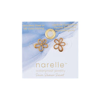 Waterproof Earrings Narelle Flower Studs in Gold & Steel