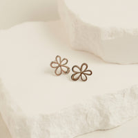 Waterproof Earrings Narelle Flower Studs in Gold & Steel