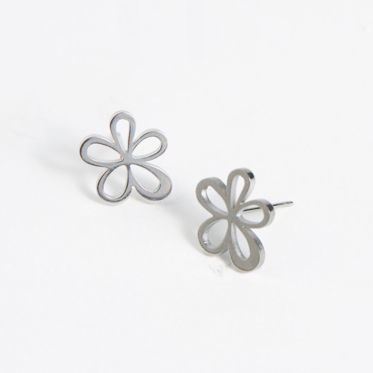 Waterproof Earrings Narelle Flower Studs in Gold & Steel