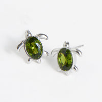 Waterproof Earrings Narelle Turtle Studs Green Cubic Zirconia