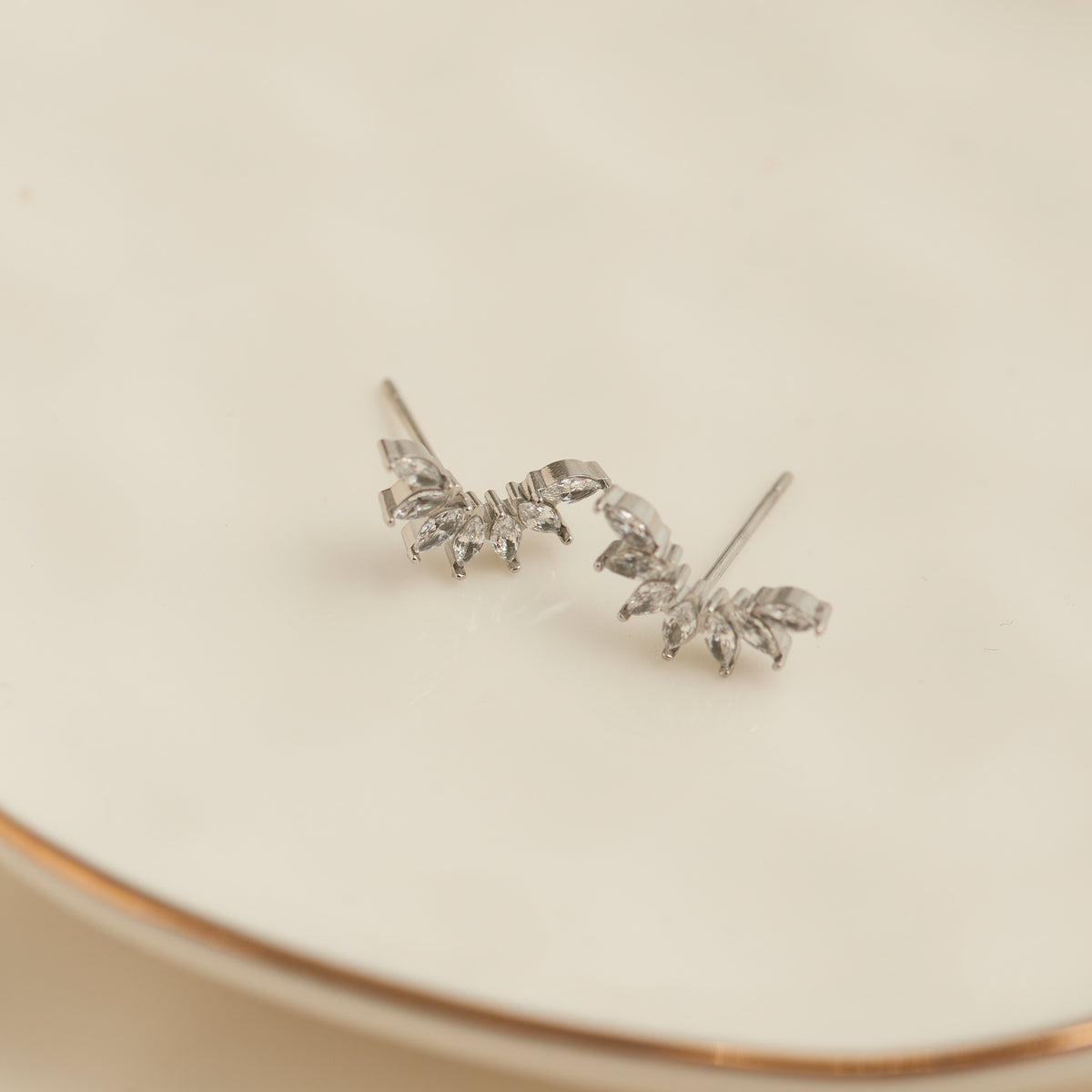 Waterproof Earrings Narelle Mini Crawler Studs with Cubic Zirconia