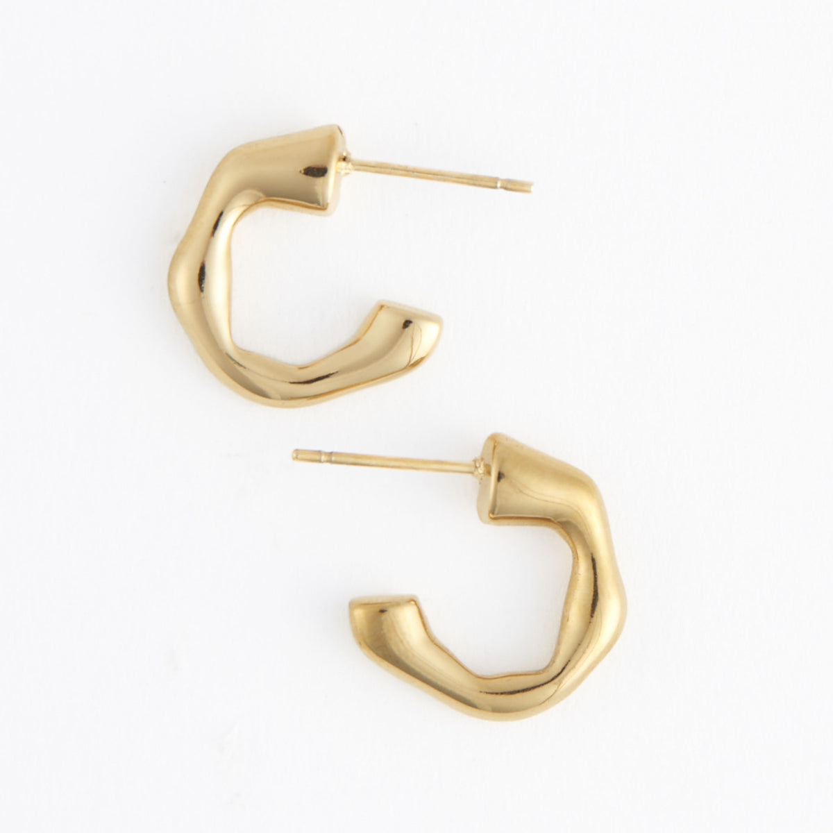 Waterproof Earrings Narelle Bamboo C-Hoop in Gold & Steel