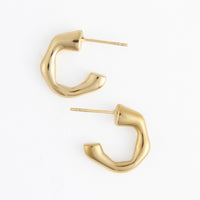 Waterproof Earrings Narelle Bamboo C-Hoop in Gold & Steel