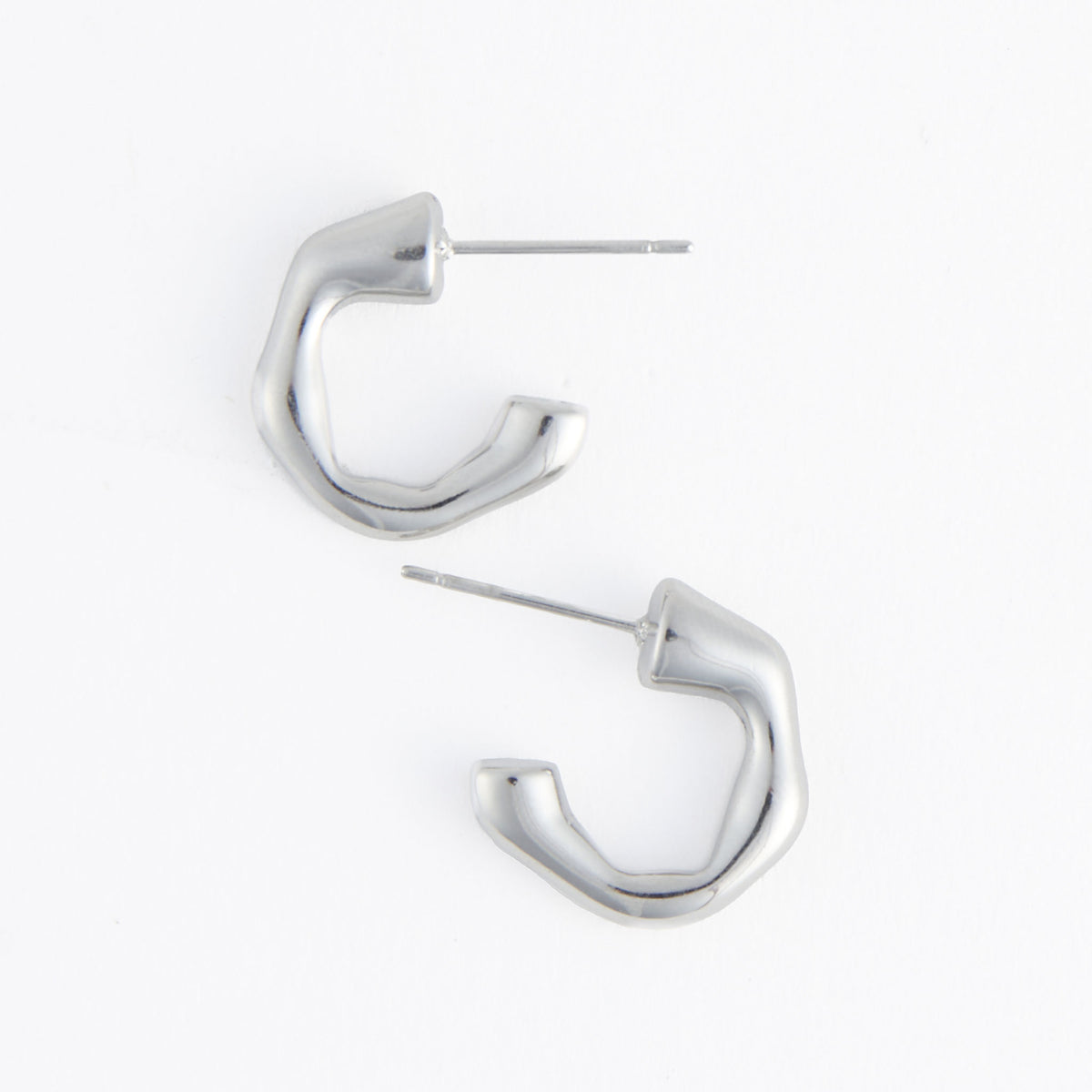 Waterproof Earrings Narelle Bamboo C-Hoop in Gold & Steel