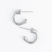 Waterproof Earrings Narelle Bamboo C-Hoop in Gold & Steel