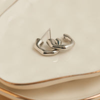 Waterproof Earrings Narelle Bamboo C-Hoop in Gold & Steel