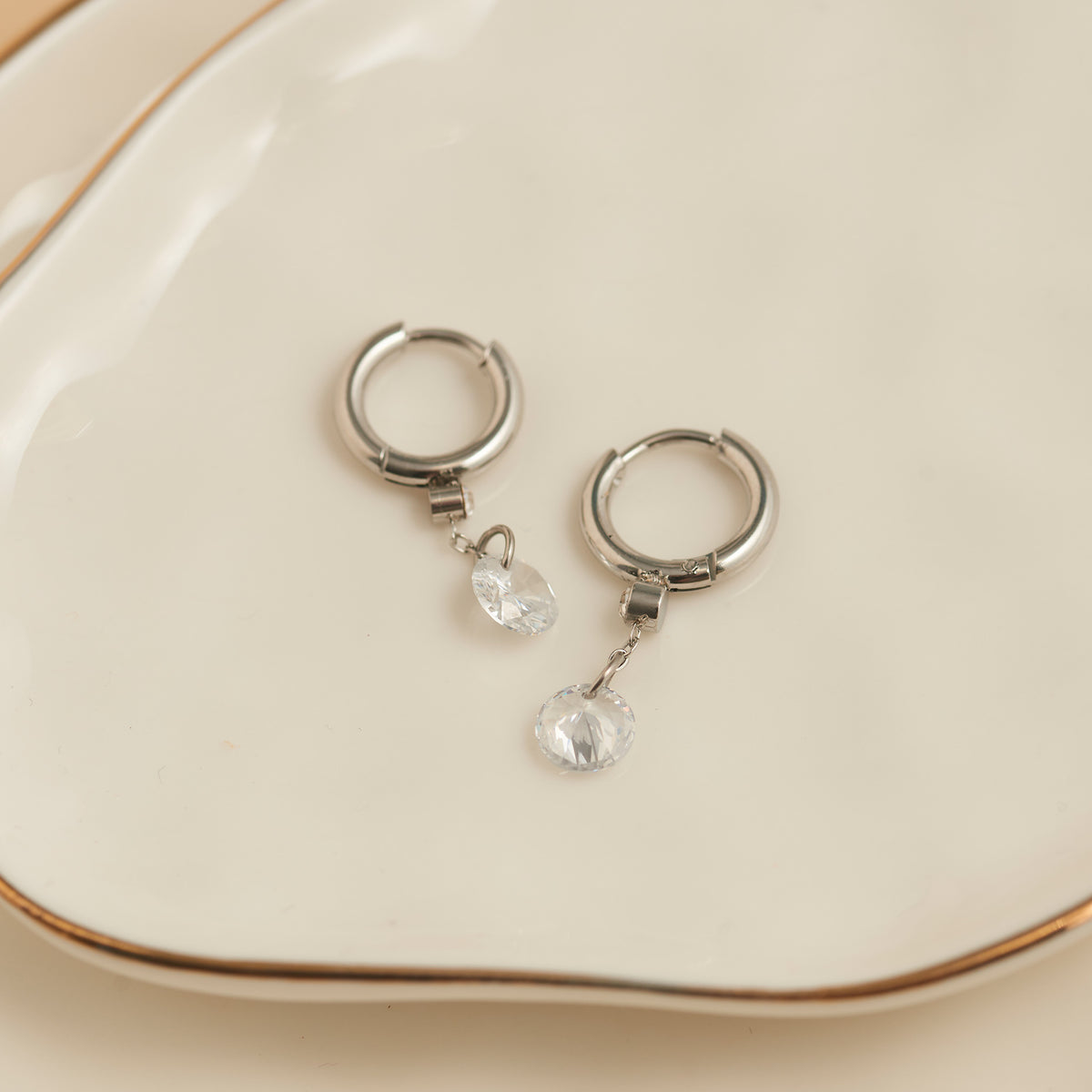 Waterproof Earrings Narelle Dangle CZ Huggie Hoop