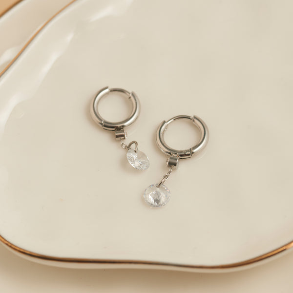 Waterproof Earrings Narelle Dangle CZ Huggie Hoop
