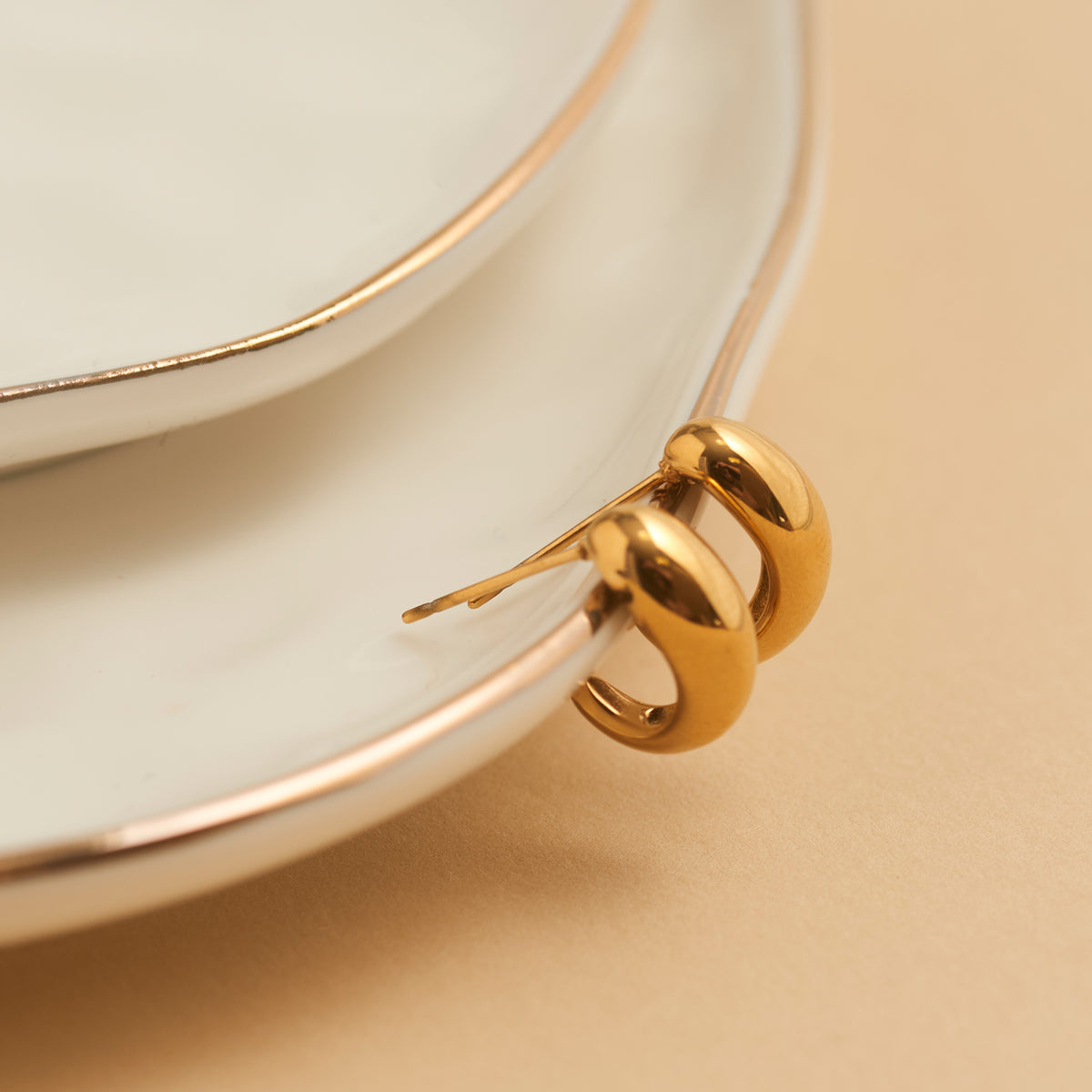 Waterproof Earrings Narelle Half Loop Hoop in Gold & Steel