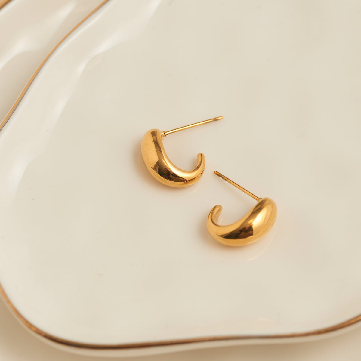 Waterproof Earrings Narelle Half Loop Hoop in Gold & Steel