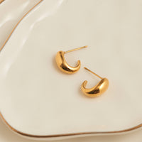Waterproof Earrings Narelle Half Loop Hoop in Gold & Steel