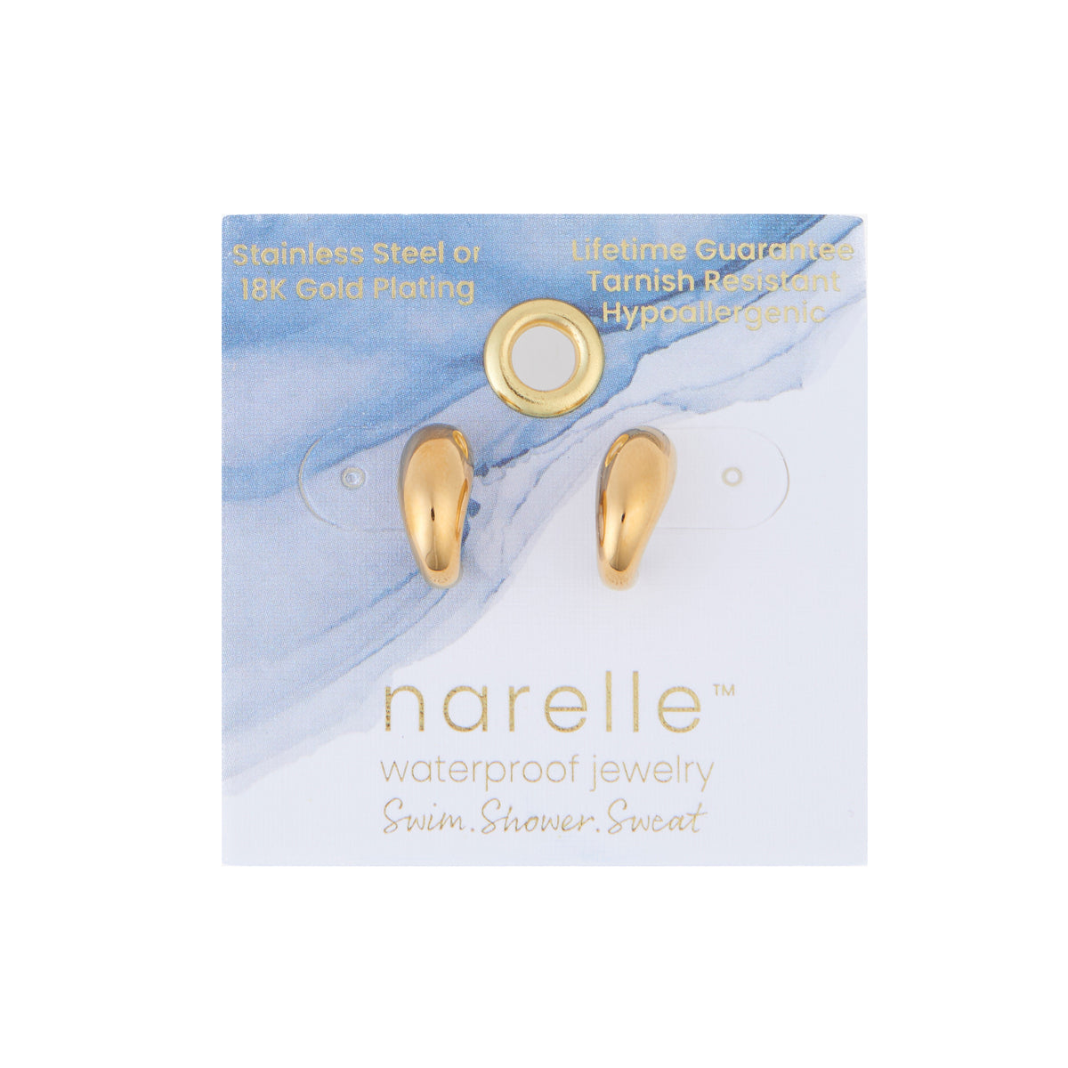 Waterproof Earrings Narelle Half Loop Hoop in Gold & Steel