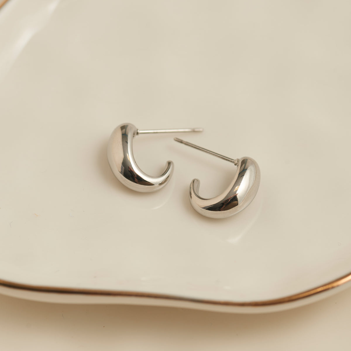 Waterproof Earrings Narelle Half Loop Hoop in Gold & Steel