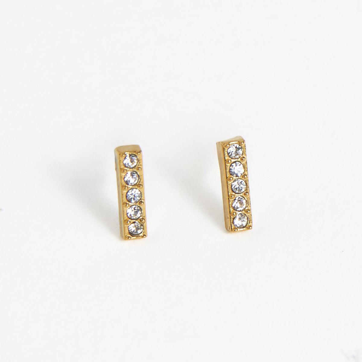 Waterproof Earrings Narelle Crystal Bar Studs with Glass Gems