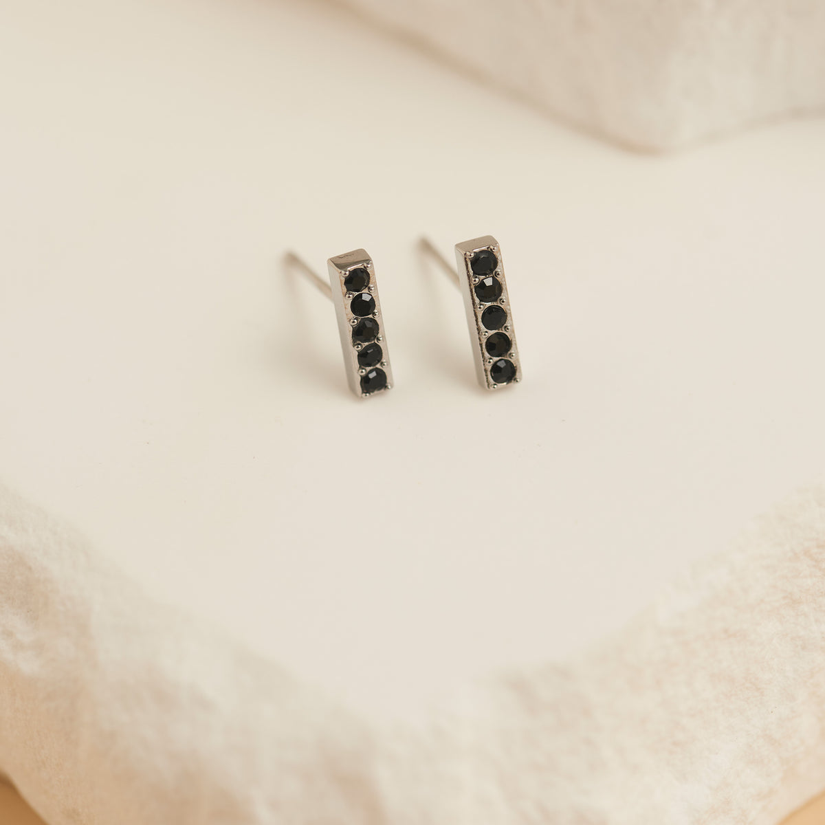 Waterproof Earrings Narelle Crystal Bar Studs with Glass Gems