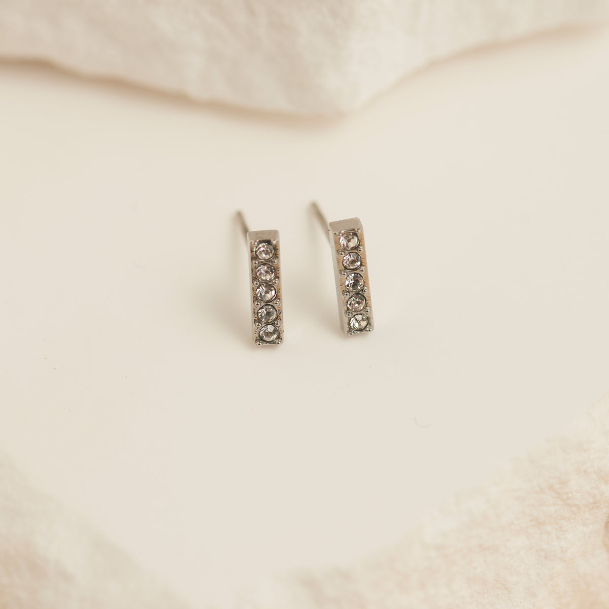 Waterproof Earrings Narelle Crystal Bar Studs with Glass Gems