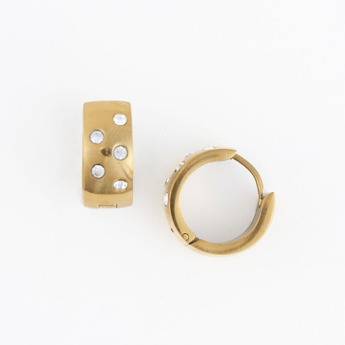 Waterproof Earrings Narelle Inlay Cubic Zirconia Hoops