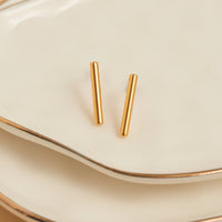 Waterproof Earrings 18mm Narelle Bar Studs in Gold & Steel