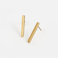 Waterproof Earrings 18mm Narelle Bar Studs in Gold & Steel