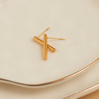 Waterproof Earrings 18mm Narelle Bar Studs in Gold & Steel