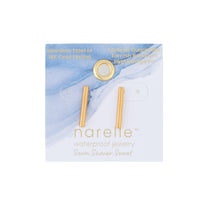 Waterproof Earrings 18mm Narelle Bar Studs in Gold & Steel