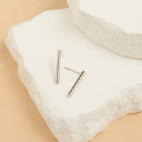 Waterproof Earrings 18mm Narelle Bar Studs in Gold & Steel