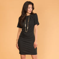 Knee Length Short Sleeve Ruched Cocktail Dress