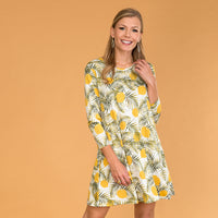 Lemon Print 3/4 Sleeve Tunic Dress