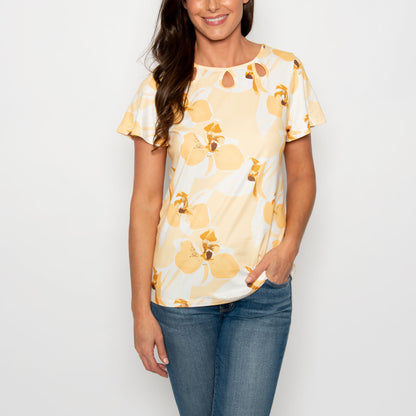 Gabrielle Short Sleeve Keyhole Crewneck T-Shirt