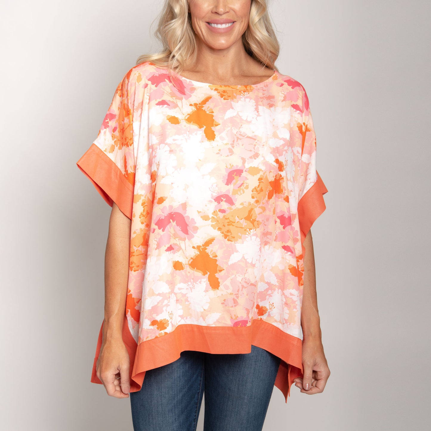 Rae One Size Sheer Short Sleeve Boat Neck Poncho Top