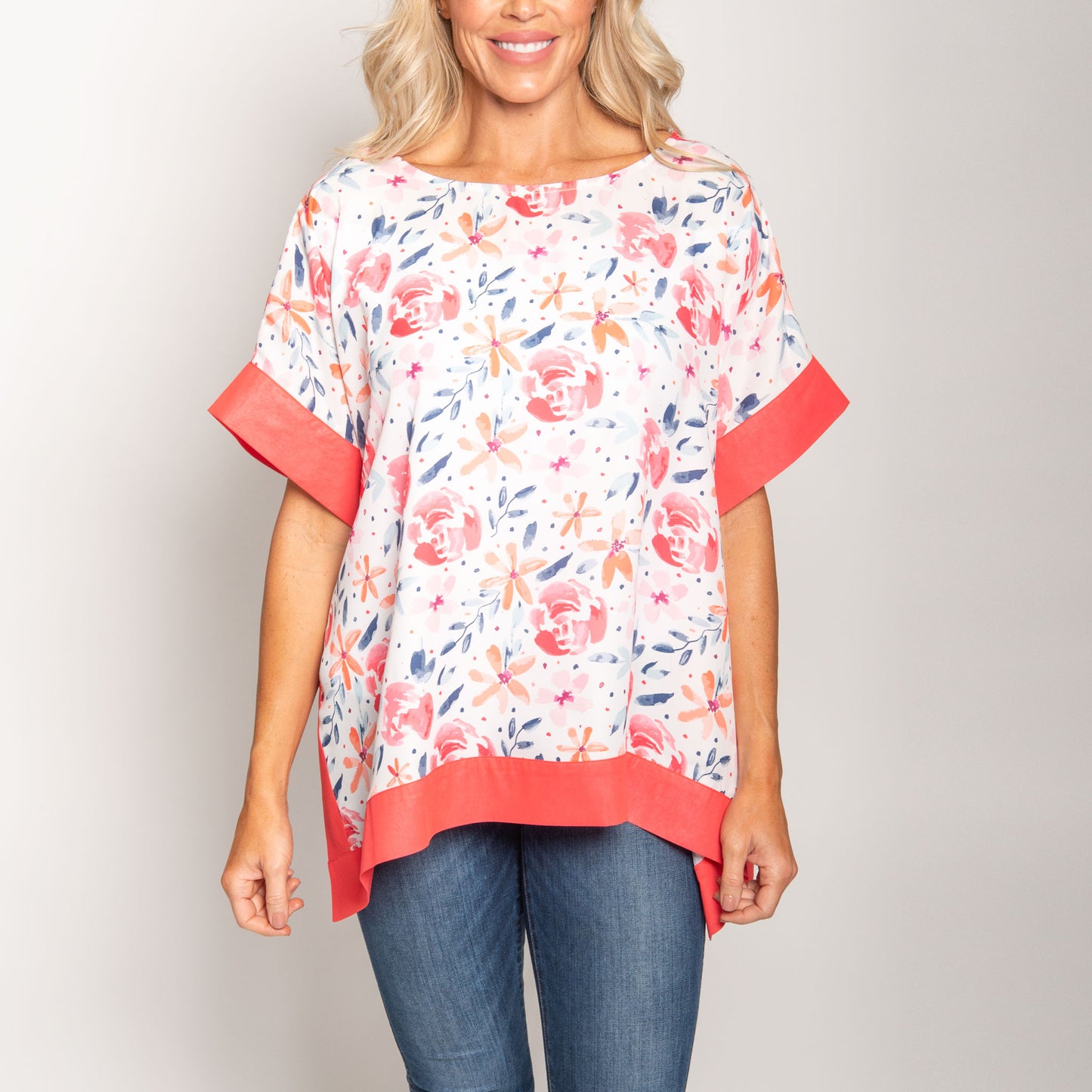 Rae One Size Sheer Short Sleeve Boat Neck Poncho Top