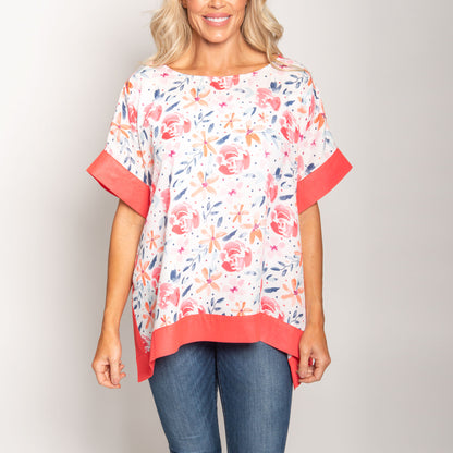 Rae One Size Sheer Short Sleeve Boat Neck Poncho Top